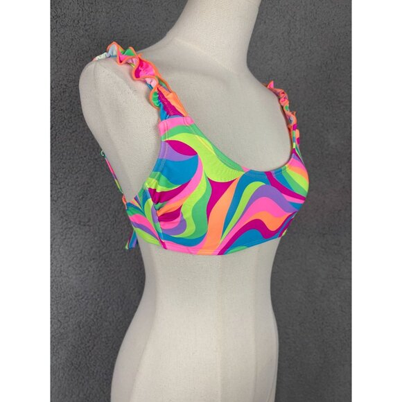 Salt + Cove Women's Juniors' Foil-Print Ruffle-Strap Bralette Bikini Top XS NWTs - Picture 2 of 7